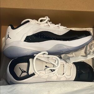 Kids White and Black Jordan Shoes